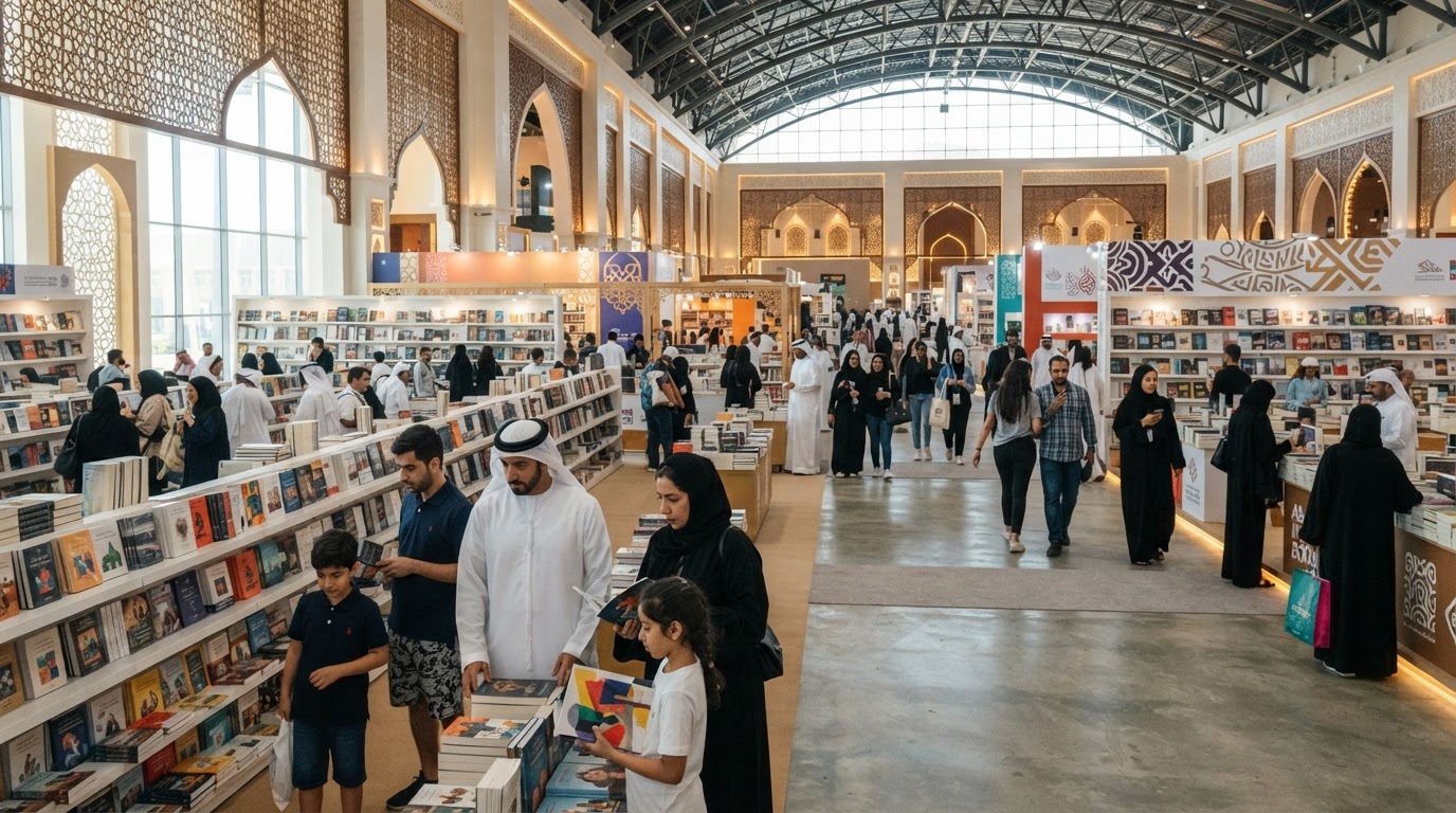 زوار معرض أبوظبي الدولي للكتاب في مركز أدنيك خلال اليوم الأخير